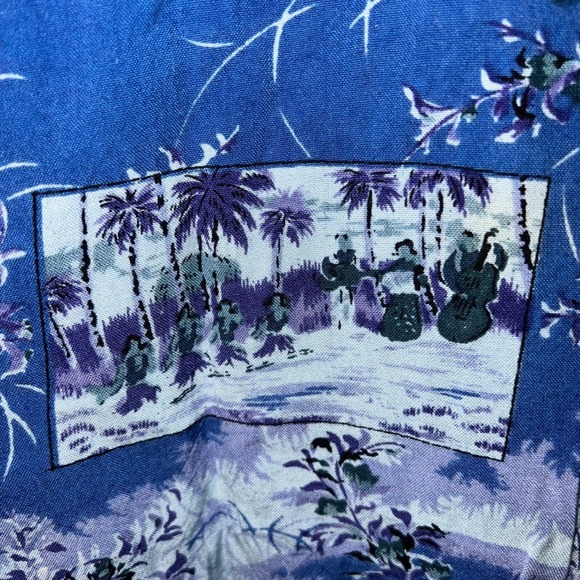 Vintage Hokus Pokus Dress‎ Women Large Blue Rayon Beach Boho 90s Sundress - Picture 8 of 11